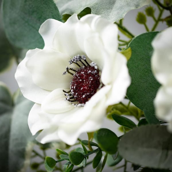 SULLIVANS 24 in. Artificial Anemone Bush Wreath, Green