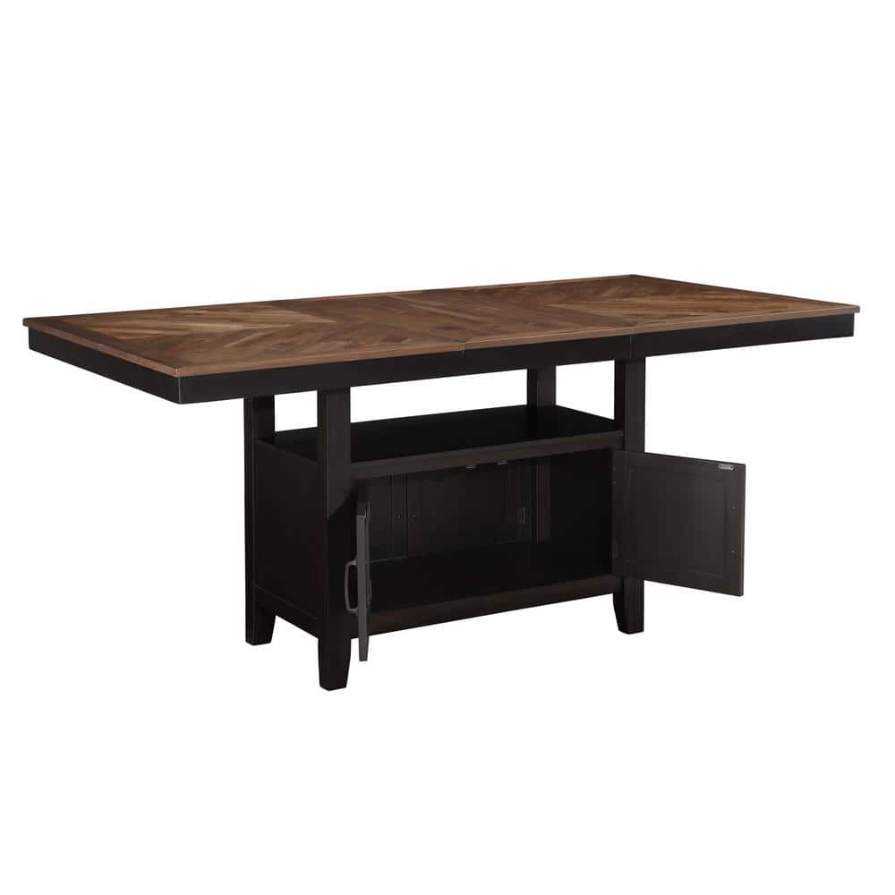 Bermuda 7-Piece Black and Acacia Wood Counter Dining Set