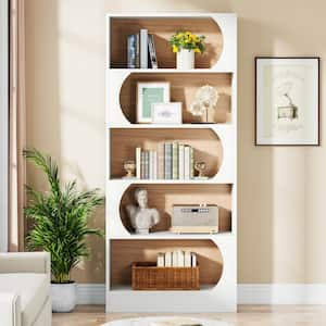 Jannelly 71 in. Tall White Wood 5-Shelf Standard Bookcase