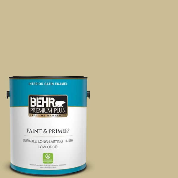 BEHR PREMIUM PLUS 1 gal. #M330-4 Morning Tea Satin Enamel Low Odor Interior Paint & Primer