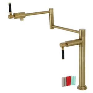 Kaiser Deck Mount Pot Filler Faucet in Brushed Brass