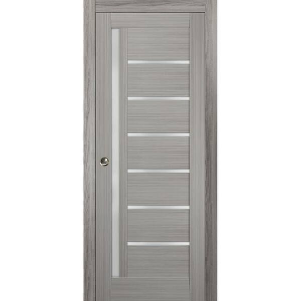 Sartodoors 30 in. x 96 in. Single Panel Gray Finished Solid MDF Sliding Door with Pocket Hardware