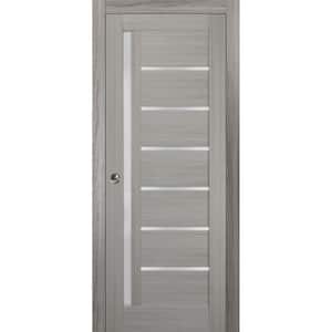 30 in. x 96 in. Single Panel Gray Finished Solid MDF Sliding Door with Pocket Hardware