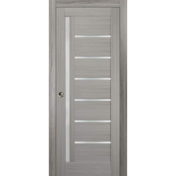 Sartodoors 32 in. x 80 in. Single Panel Gray Finished Solid MDF Sliding Door with Pocket Hardware