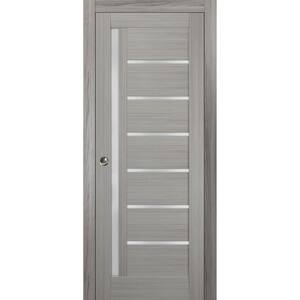 24 in. x 96 in. Single Panel Gray Finished Solid MDF Sliding Door with Pocket Hardware