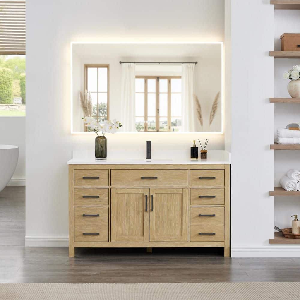 Beckett 60 in. Single Freestanding Whitewashed Oak Bath Vanity with Top price history on PriceWatchPro