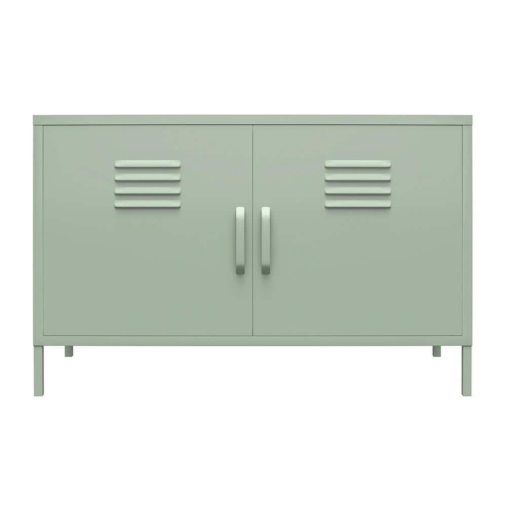Pale Green Metal Lockable Office Storage Cabinet with 2 Shelves