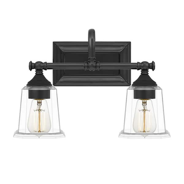 Nicholas 2-Light Earth Black Vanity Light