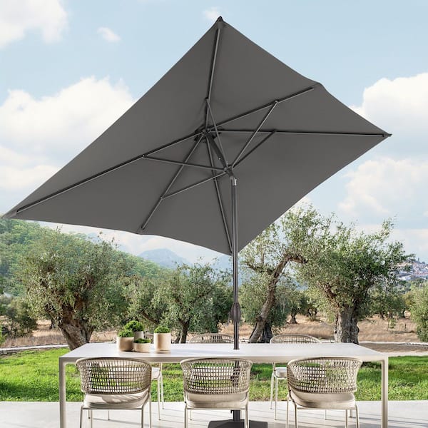 Sonkuki 6 ft. x 9 ft. Rectangular Patio Market Umbrella - Stylish, Durable, and Sun-Protective, Gray