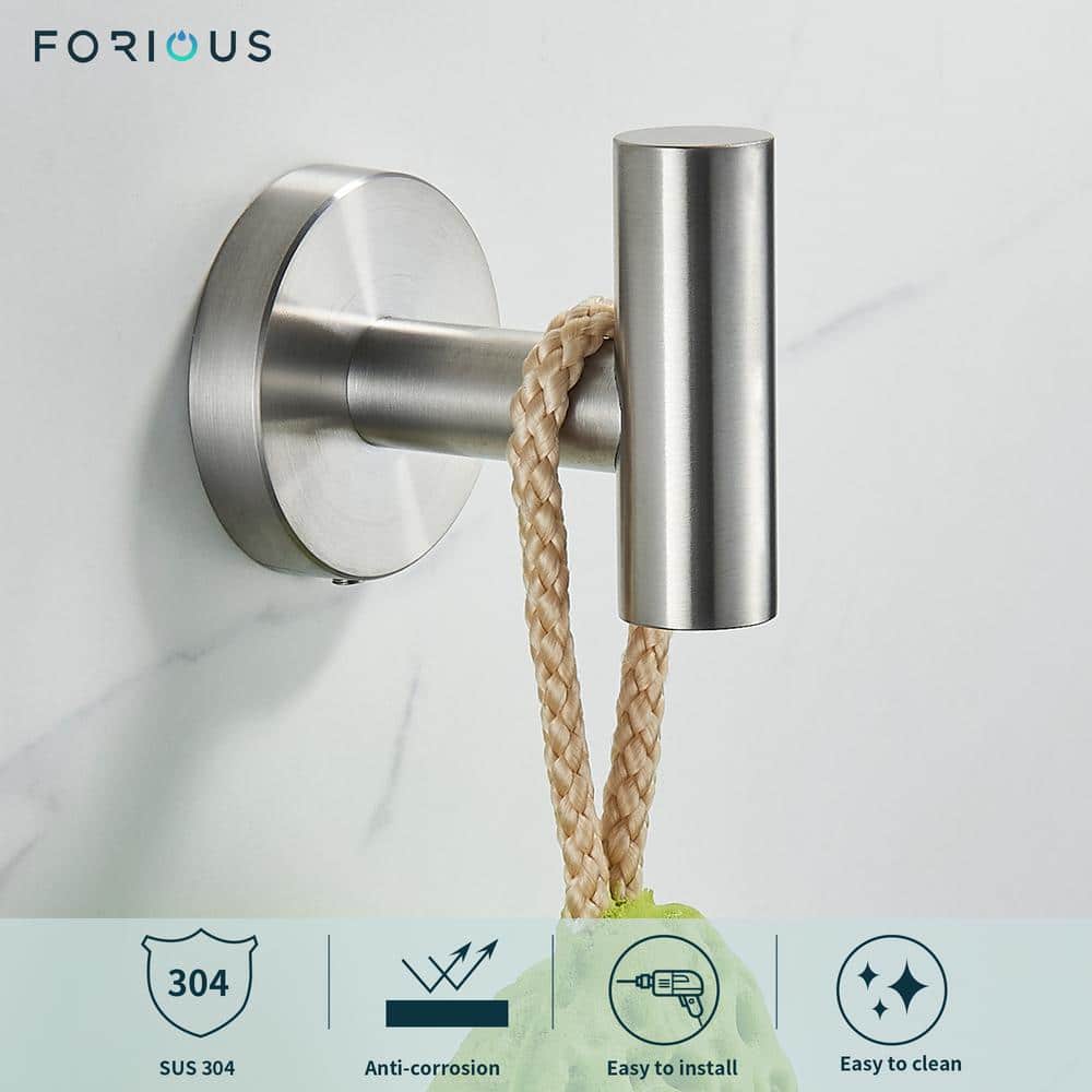 Brushed Nickel Stainless Steel Double J-Hook Wall Mount
