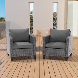 2-Piece Patio Sofa Gray Wicker Outdoor Single Sofa Set, Gray