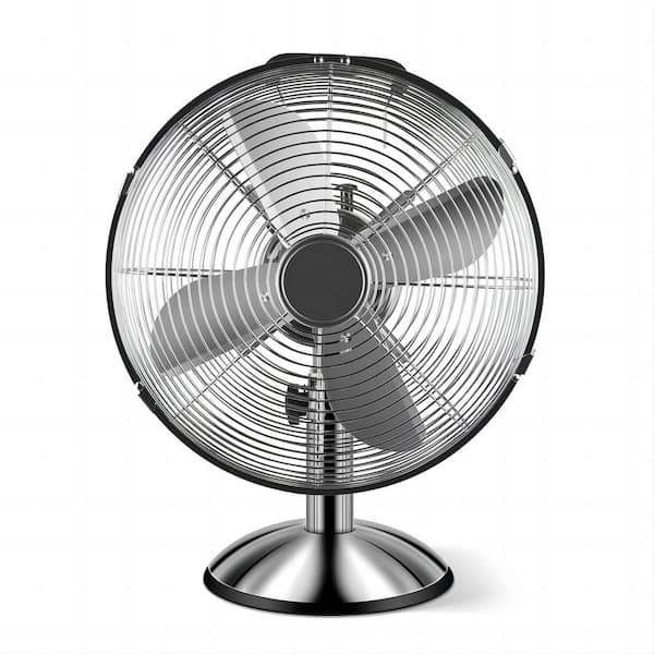 dubbin 12 in. Tower Fan, Heavy Duty Metal 3 Speeds 75-degree Pan Oscillation Low Noise High Quality Fan High Speed Silver