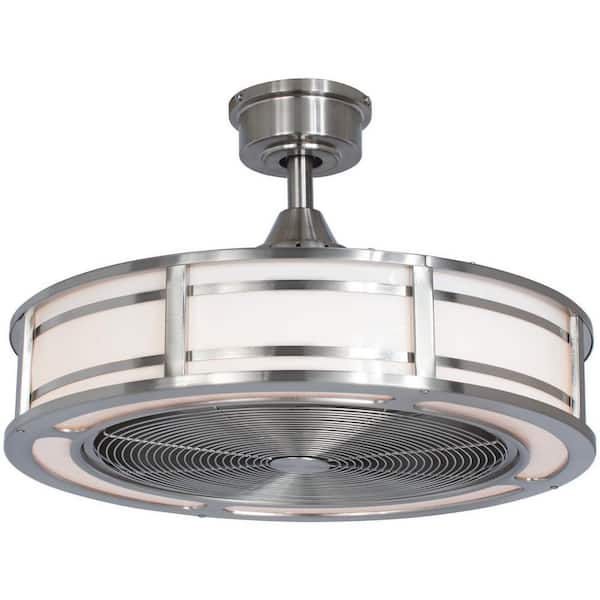 Brette 23" LED Indoor/Outdoor Brushed Nickel Ceiling Fan Light Kit and Remote 
