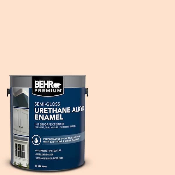 BEHR PREMIUM 1 gal. #P200-1 Melted Marshmallow Urethane Alkyd Semi-Gloss Enamel Interior/Exterior Paint