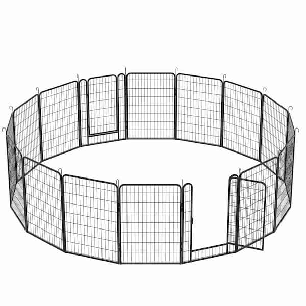 Miscool 40 in. H x 27.7 in. W Foldable Heavy-Duty Metal Exercise Pens Indoor Outdoor Pet Fence Playpen Kit (16-Pieces)