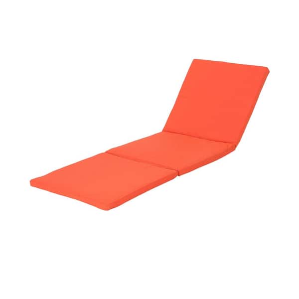 76.75 in. x 25.5 in. Outdoor Patio Chaise Lounge Cushion in Orange (Set of 1)
