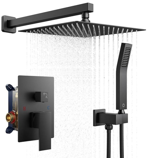 10 inches offers Rain Mixer Shower Combo Set Wall Mounted High Pressure Rainfall Dual S