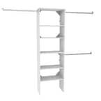 Style+ 84 in. W - 120 in. W White Tower Wall Mount 6-Shelf Wood Closet System