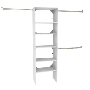 Style+ 84 in. W - 120 in. W White Tower Wall Mount 6-Shelf Wood Closet System