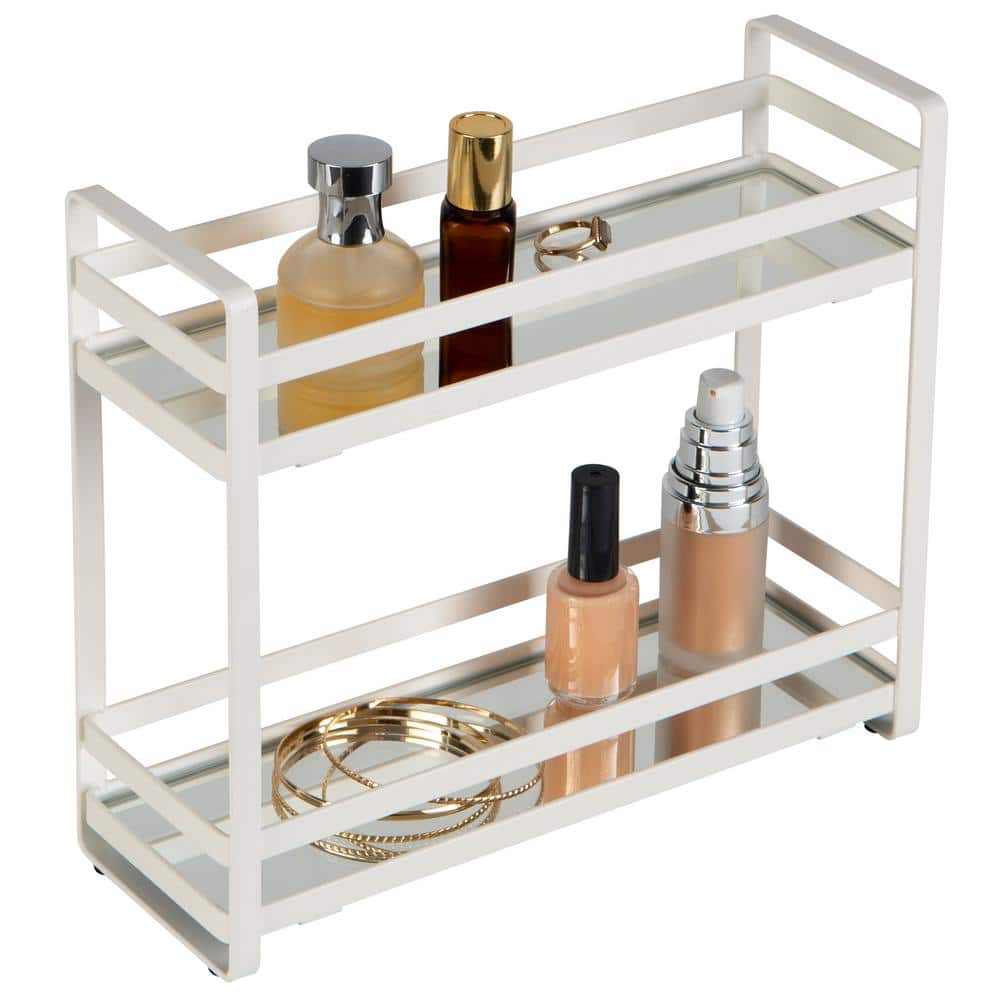 Slim Mirrored Vanity Tray with Wired Rails
