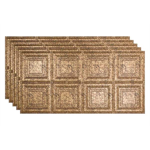 Fasade Portrait 2 ft. x 4 ft. Glue Up Vinyl Ceiling Tile in Cracked Copper (40 sq. ft.)