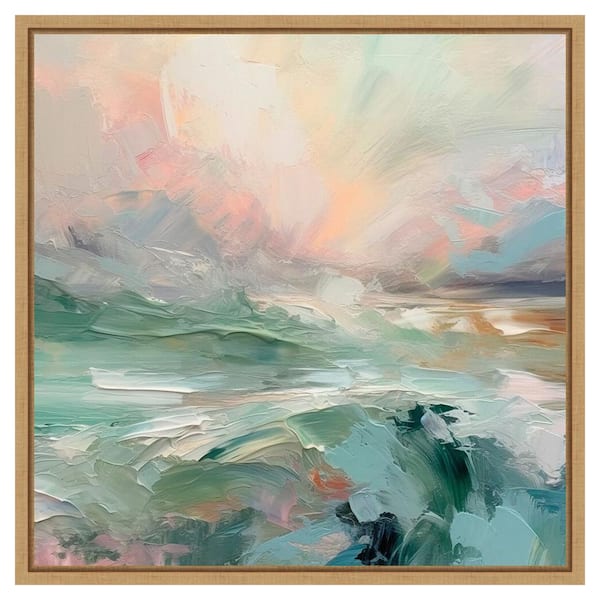 Amanti Art Pink Morning V by Irena Orlov 22-in. W x 22-in. H. Canvas Wall Art Print Framed in Brown