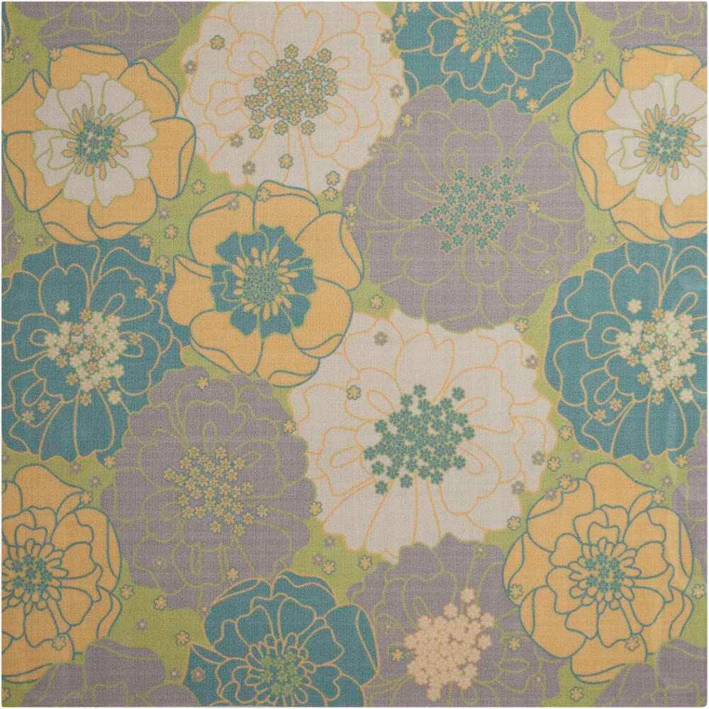 Home & Garden Green 9 ft. x 9 ft. Floral Botanical Contemporary Indoor/Outdoor Square Area Rug price history on PriceWatchPro