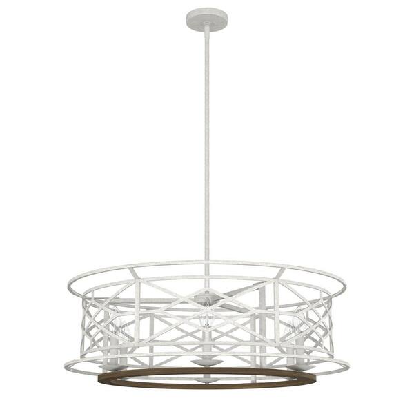 Hunter Langwood 6 Light Distressed White Candlestick Chandelier Dining Room Light