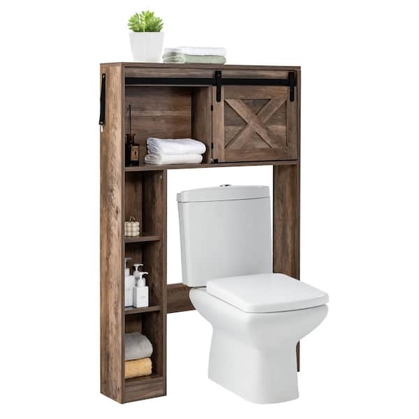 Rustic Brown Gray Over Toilet Space Saver Bath Storage Cabinet Farmhouse  Barn