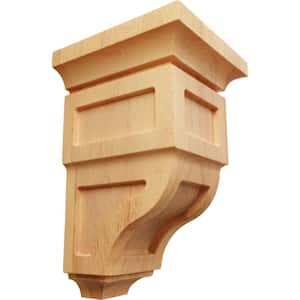 3-1/2 in. x 6 in. x 3-3/4 in. Red Oak Mini Reyes Wood Corbel