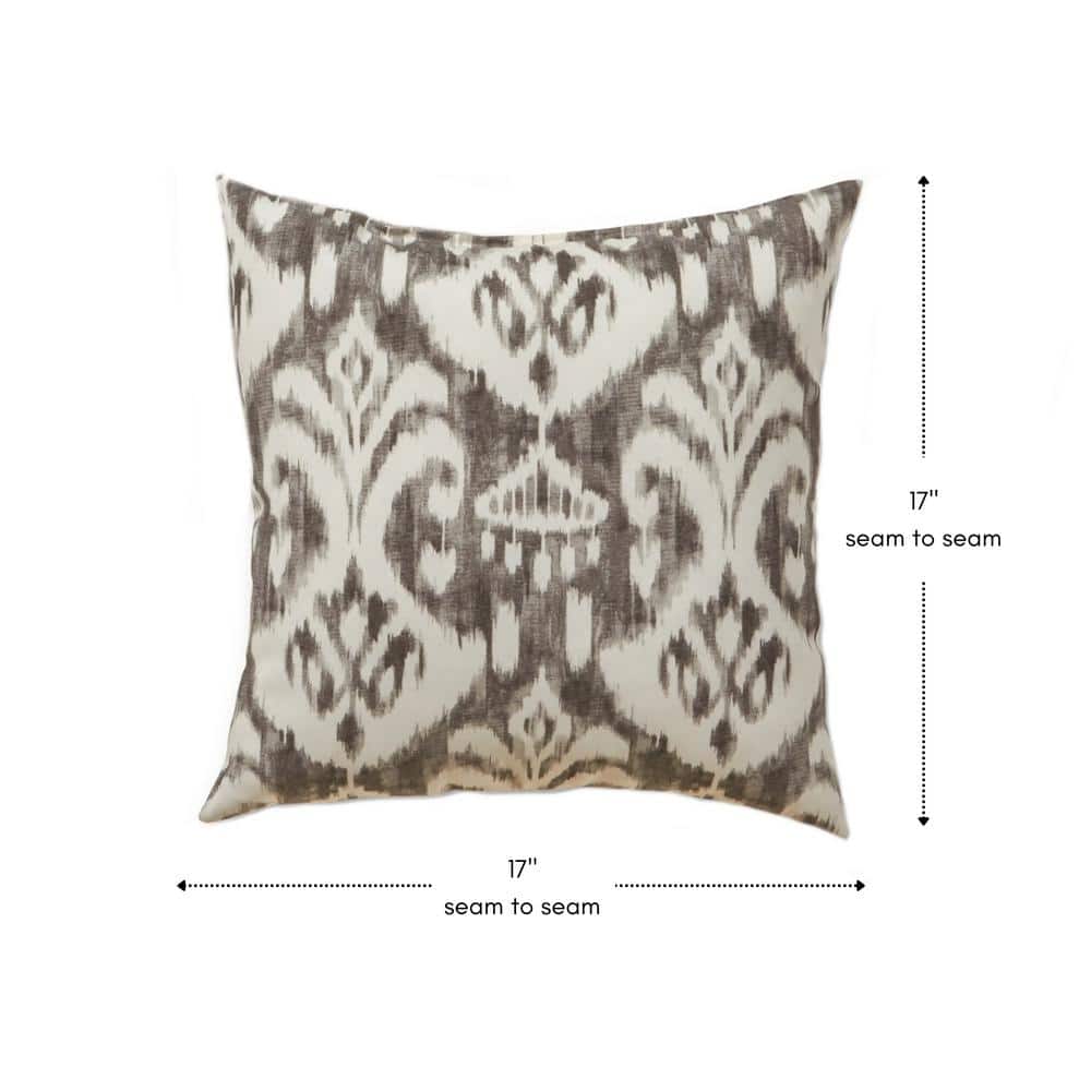 Graphite Ikat 17" Square Outdoor Throw Pillow Set