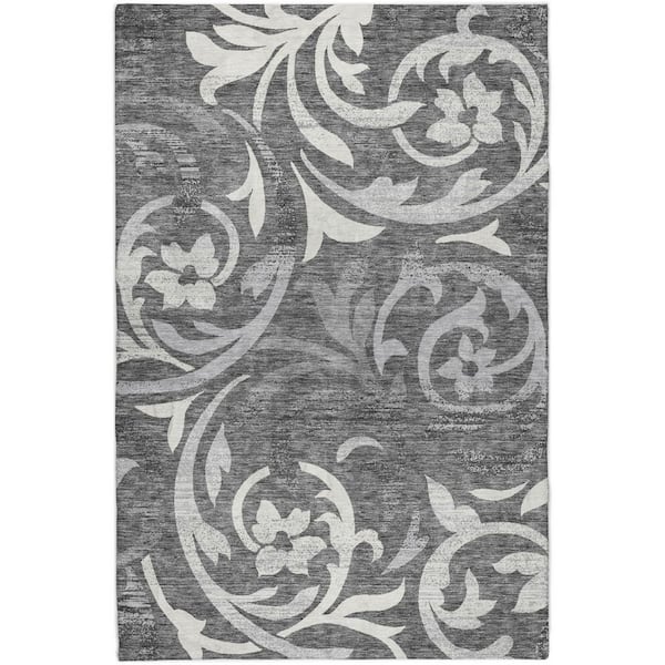 Dream Shag Premium Machine Washable Abstract ADS764 Charcoal 9 ft. x 12 ft. Area Rug