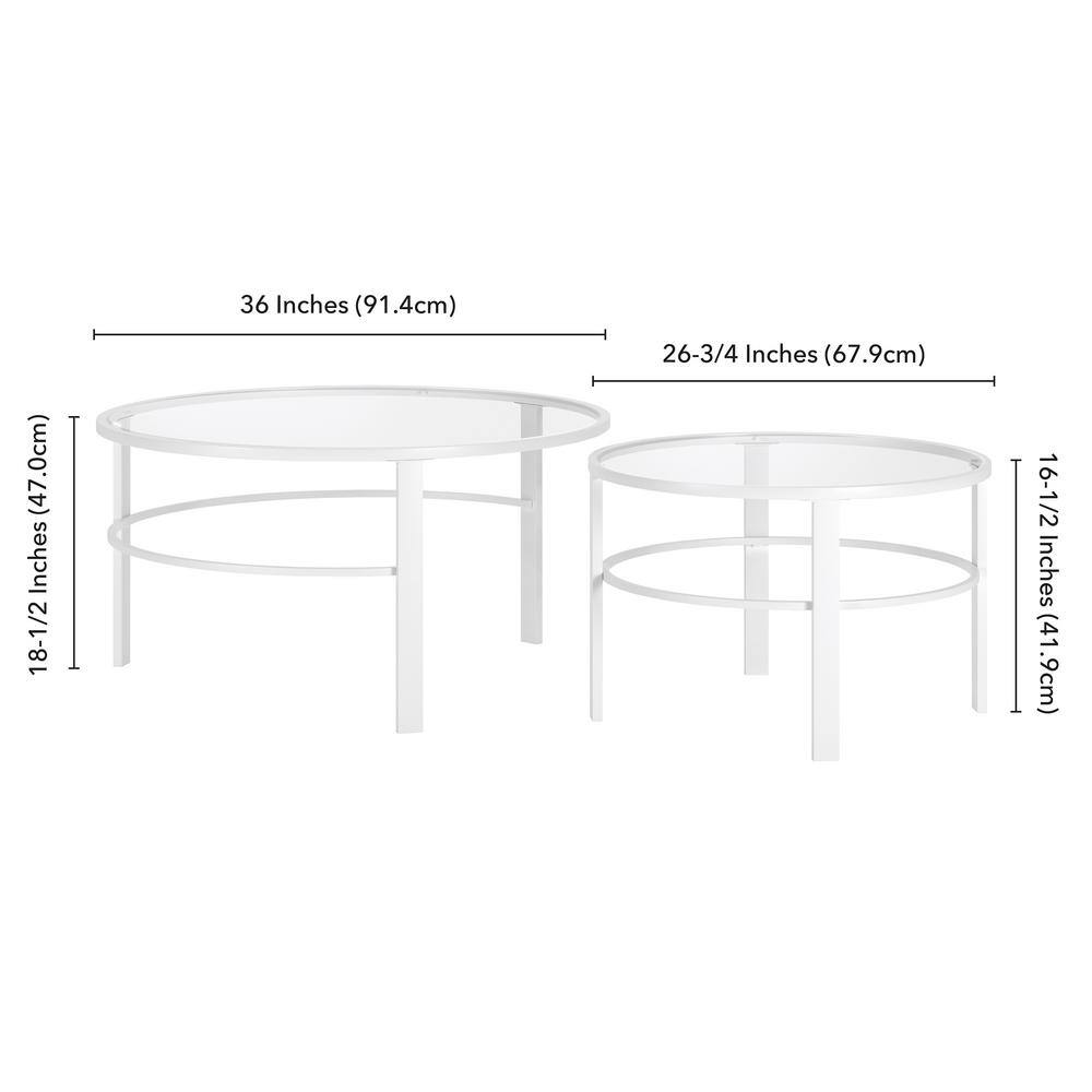 Luna Modern White Glass Round Nesting Coffee Table Set