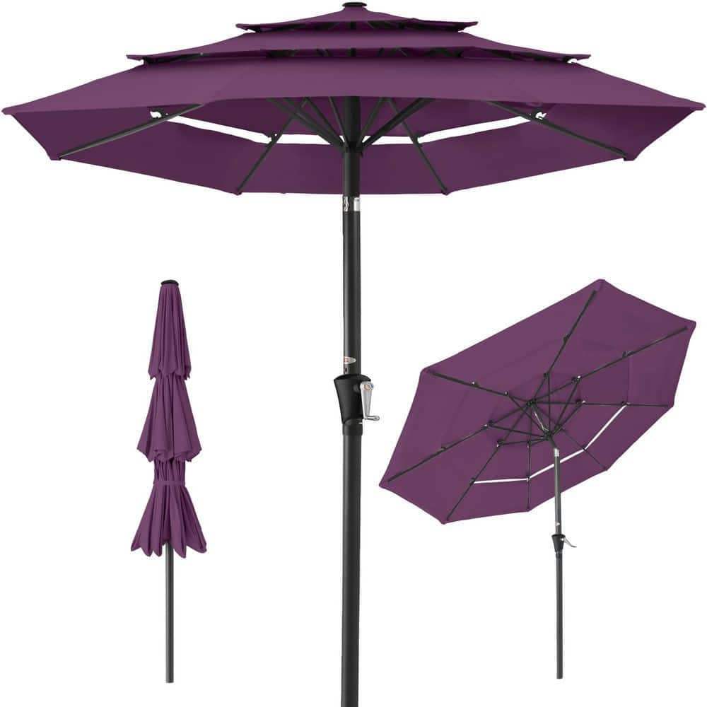 10 ft. Metal Pole Market 3-Tier Tilt and Crank Patio Umbrella in Amethyst Purple price history on PriceWatchPro