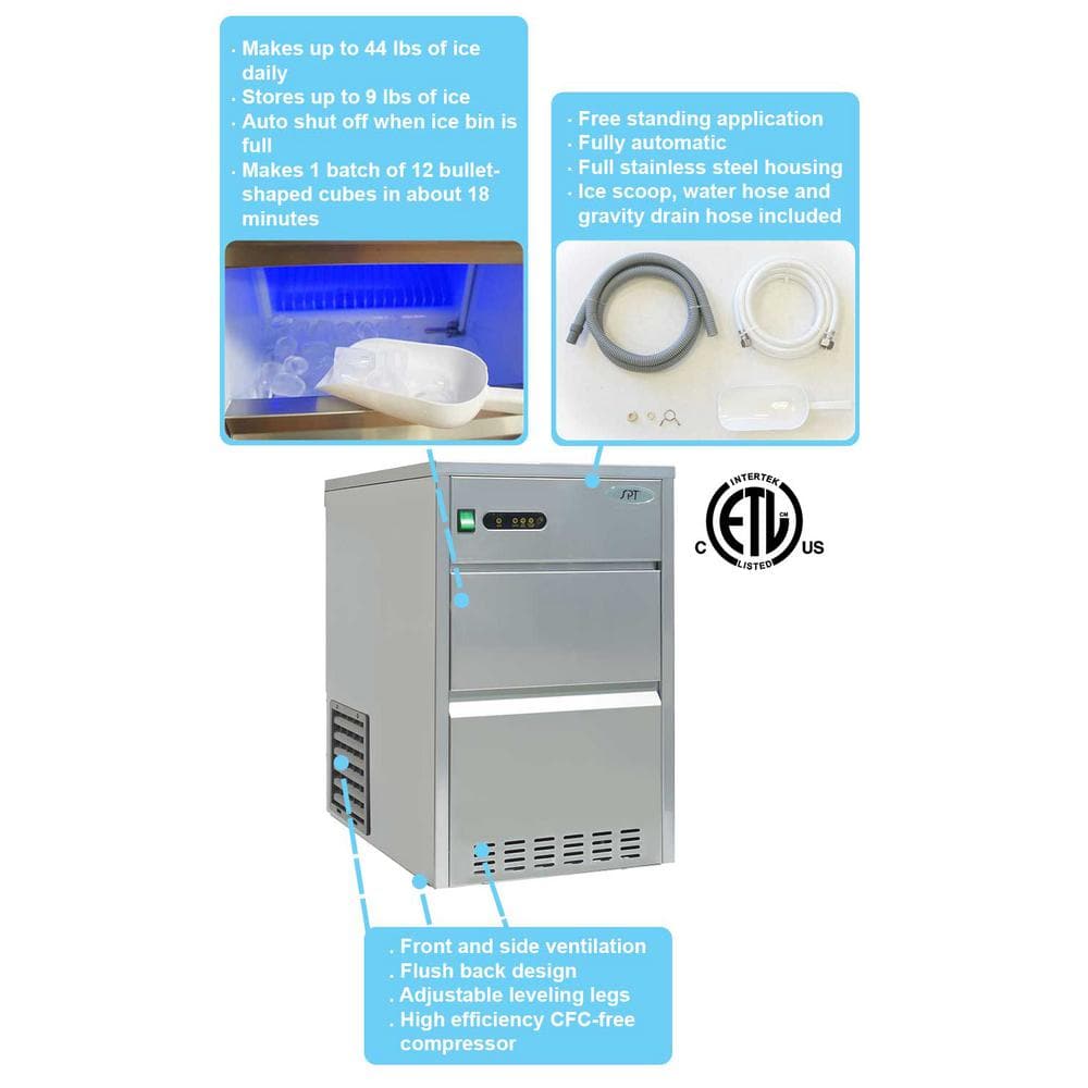 44 lb. Stainless Steel Freestanding Automatic Ice Maker