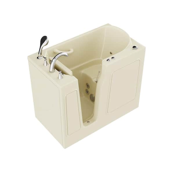 Universal Tubs HD Series 46 in. Left Drain Quick Fill Walk-In Whirlpool Bath Tub with Powered Fast Drain in Biscuit