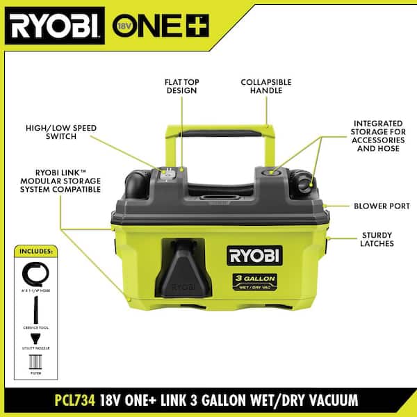 RYOBI - ONE+ 18V LINK Cordless 3 Gal. Wet/Dry Vacuum (Tool Only)