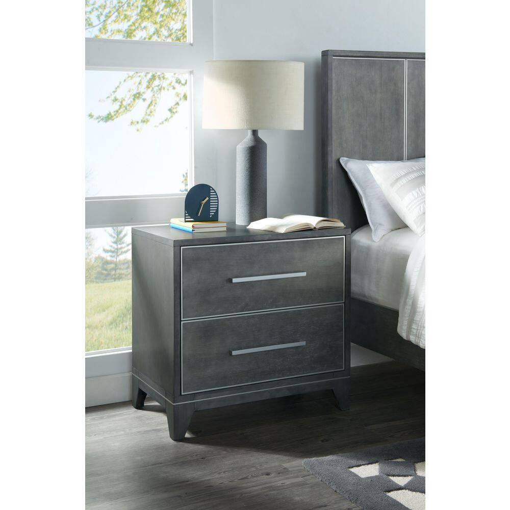 Martin Svensson Home Memphis 2Drawer Slate Grey Nightstand with