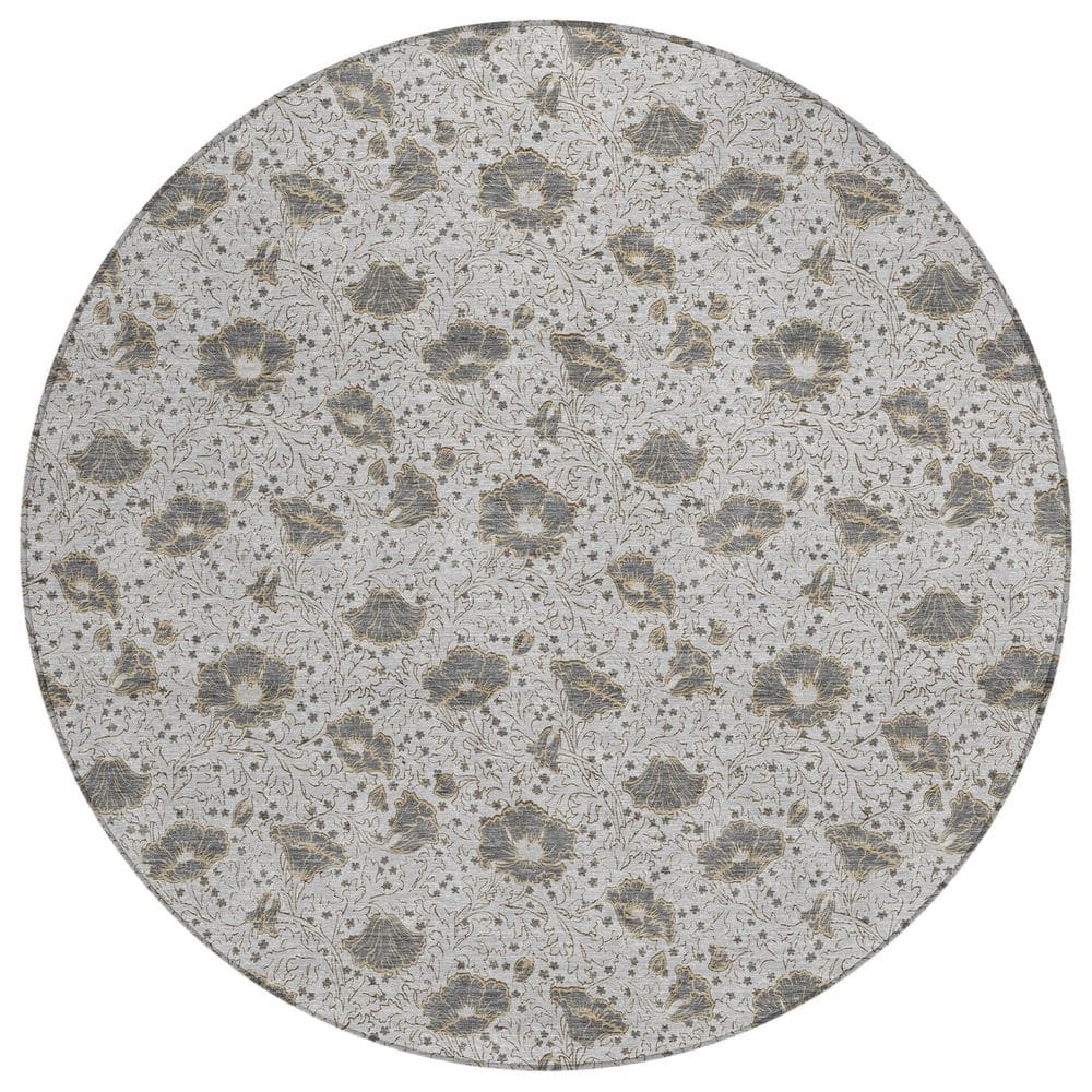 Chantille Machine Washable Indoor/Outdoor Abstract ACN2792 Silver 8 ft. x 8 ft. Round Rug price history on PriceWatchPro