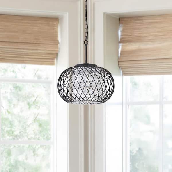 Lansing 3-Light Black Lantern Chandeliers with Crystal Shade