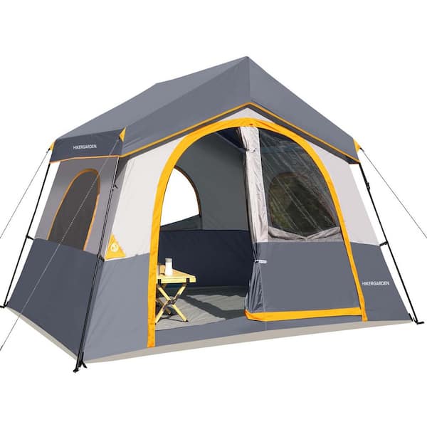 Gray 6-Person ‎Polyester Camping Tent with Screen Porch for