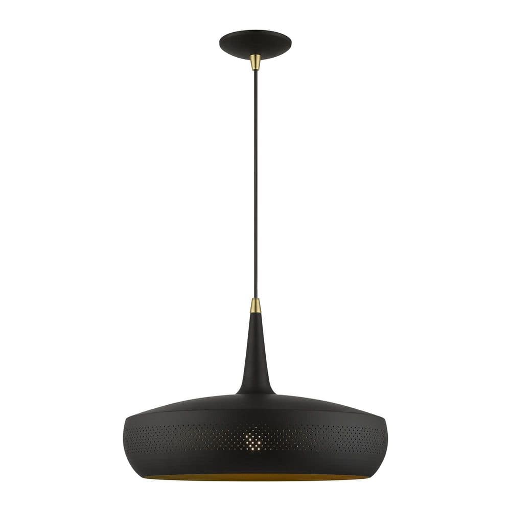 Amberdale 1-Light Black Pendant with Antique Brass Accents price history on PriceWatchPro