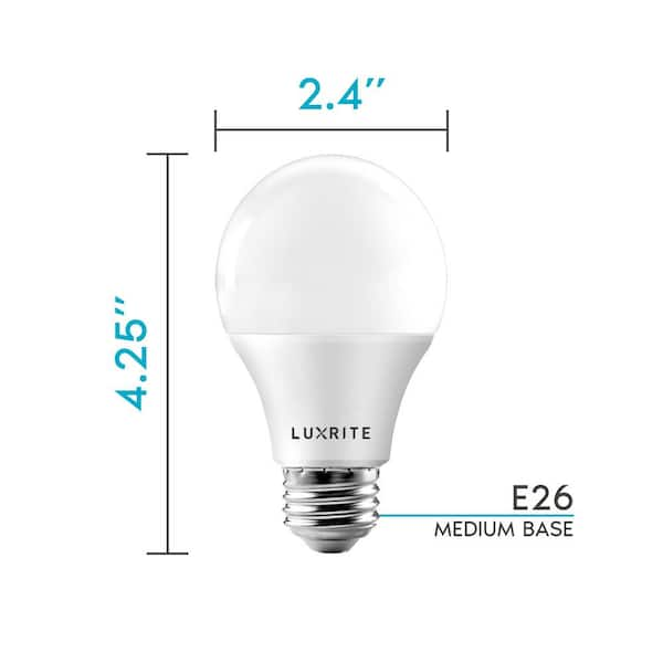 LUXRITE 60 Watt Equivalent A19 Dimmable LED Light Bulb Enclosed