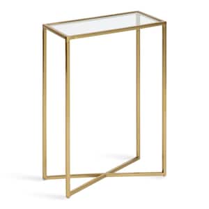 Jaspur 7.87 in. D x 24.00 in. H x 15.75 in. W Gold Rectangle Glass End Table