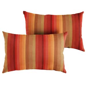Sunbrella Red Stripe Rectangular Outdoor Knife Edge Lumbar Pillows (2-Pack)