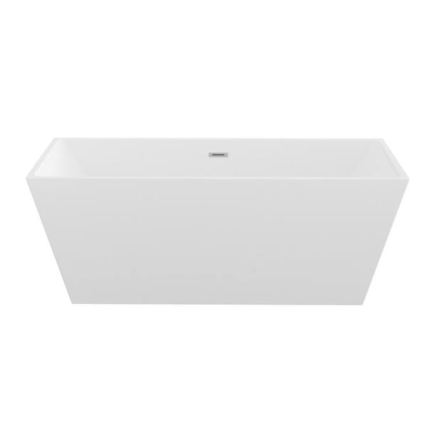 67 in. x 29.5 in. Soaking Bathtub with Center Drain in Gloss White with Chrome Overflow and Pop-Up Drain