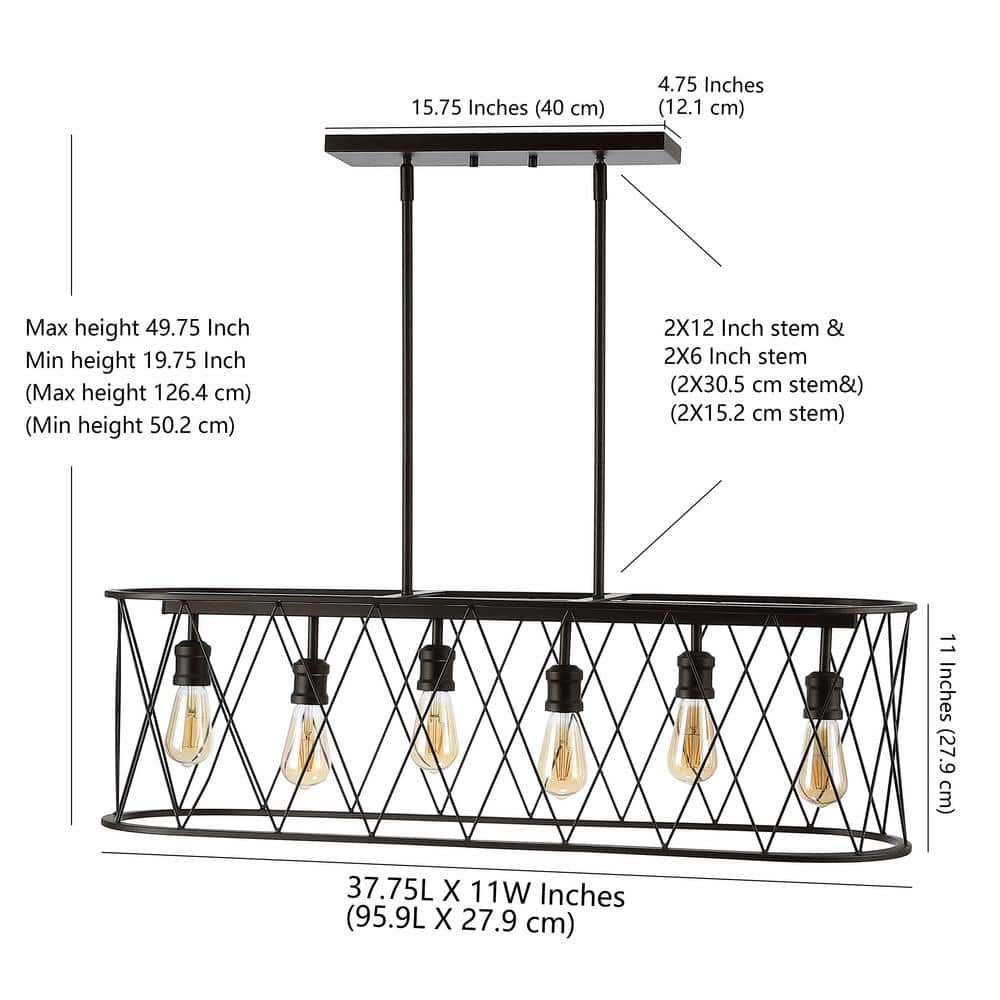 Marion 37.75" Oil-Rubbed Bronze Farmhouse LED Pendant