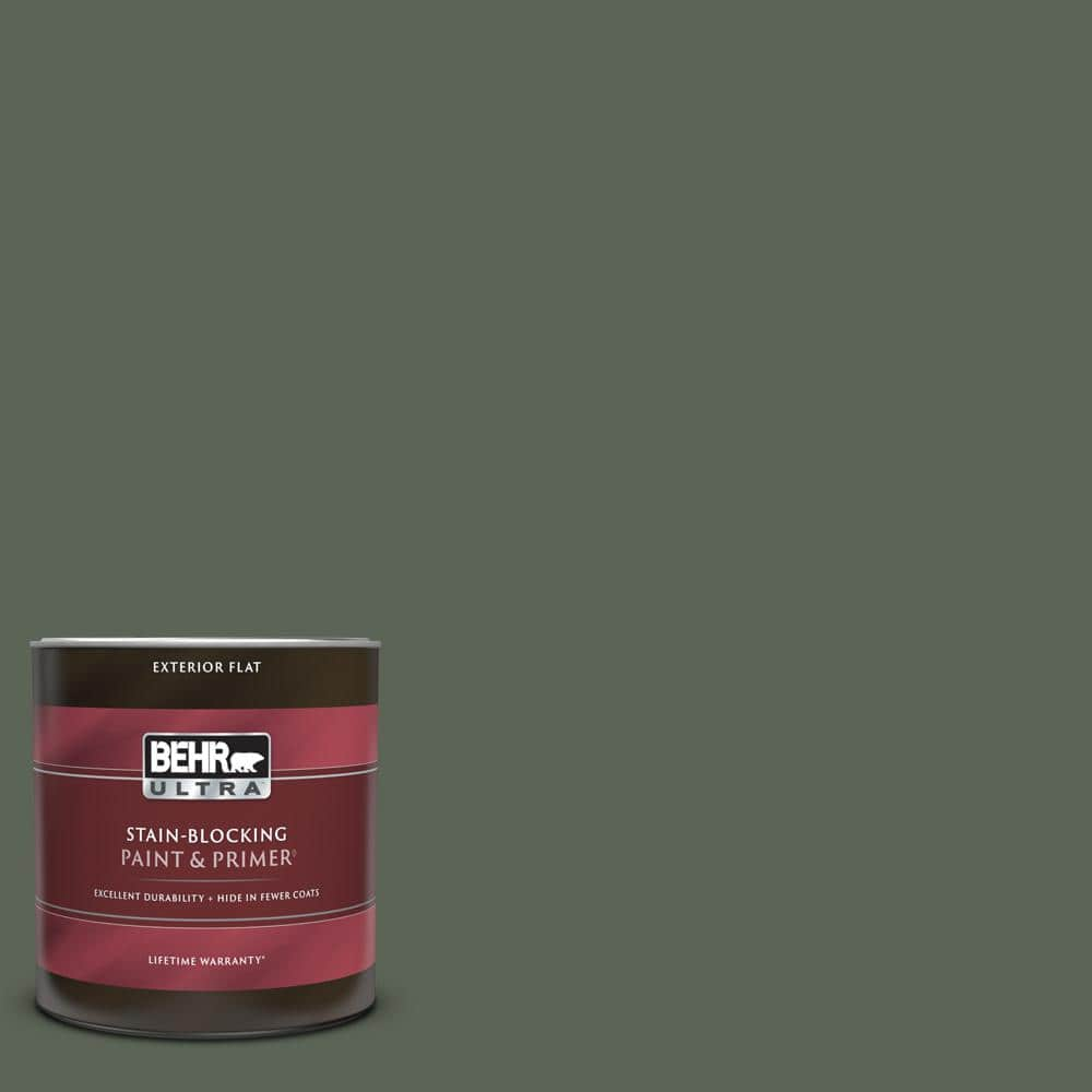 BEHR ULTRA 1 qt. #T13-16 Pine Cone Pass Flat Exterior Paint & Primer 485304  - The Home Depot