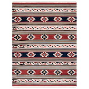 Kilim Ivory/Rust 8 ft. x 10 ft. Striped Native American Geometric Area Rug