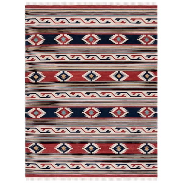 Kilim Ivory/Rust 8 ft. x 10 ft. Striped Native American Geometric Area Rug